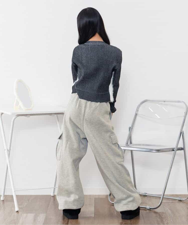 加絨正面標識工裝褲