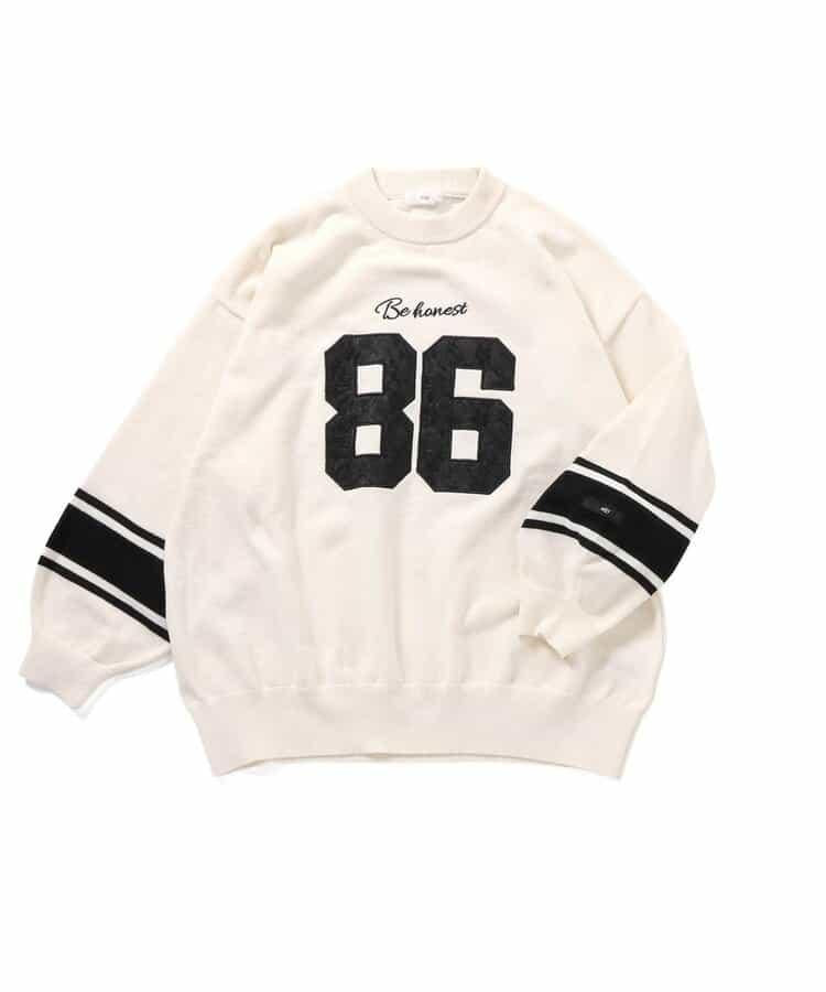 順滑數字圖案寬鬆針織衫