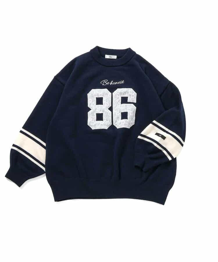 順滑數字圖案寬鬆針織衫