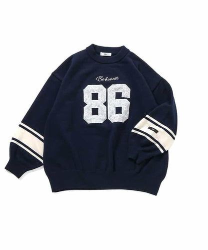 順滑數字圖案寬鬆針織衫