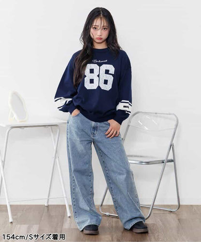 順滑數字圖案寬鬆針織衫