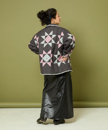 印度星星圖案夾棉絎縫外套