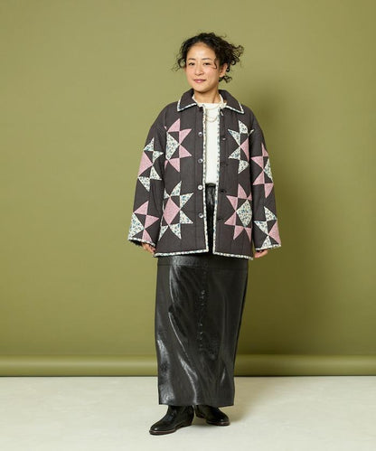 印度星星圖案夾棉絎縫外套
