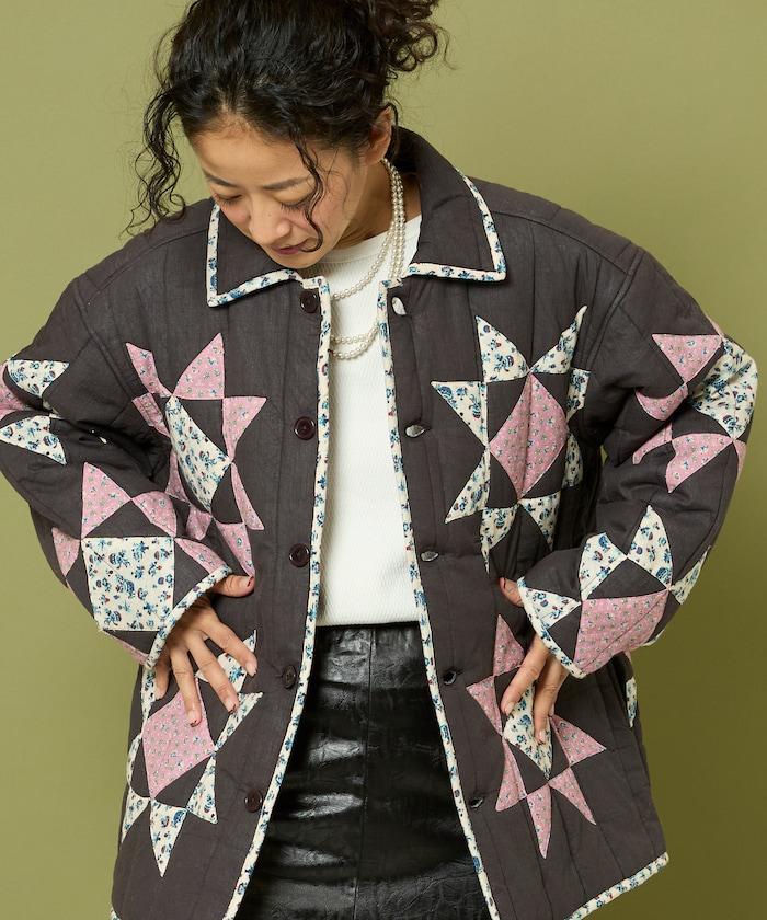 印度星星圖案夾棉絎縫外套