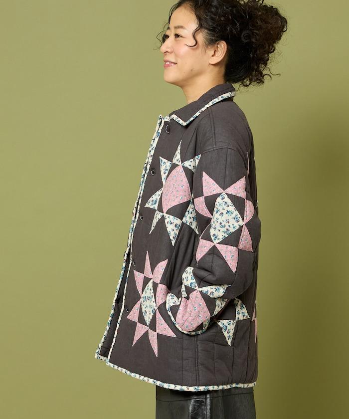 印度星星圖案夾棉絎縫外套