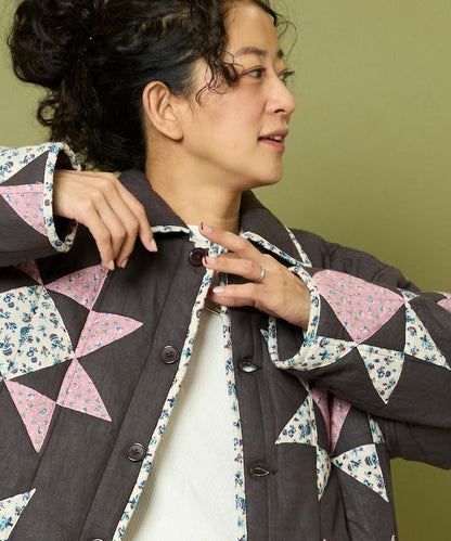 印度星星圖案夾棉絎縫外套