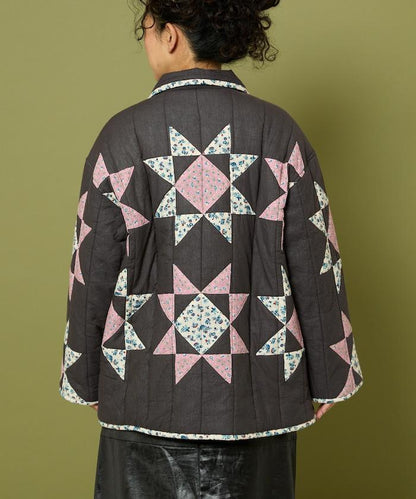 印度星星圖案夾棉絎縫外套