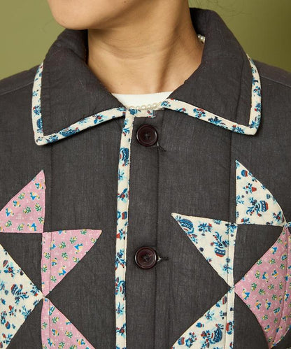 印度星星圖案夾棉絎縫外套