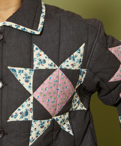 印度星星圖案夾棉絎縫外套