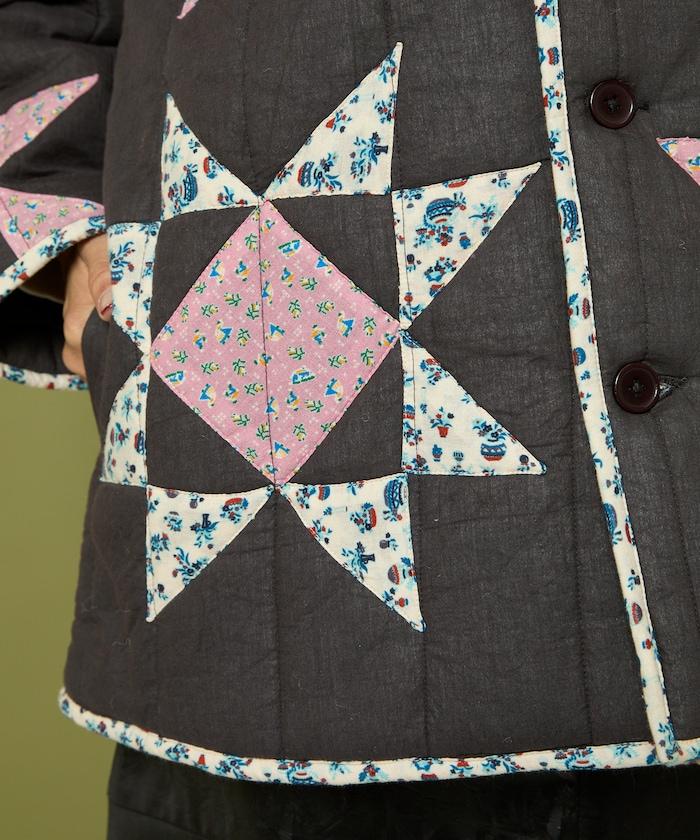 印度星星圖案夾棉絎縫外套