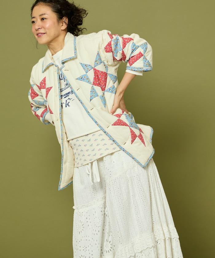 印度星星圖案夾棉絎縫外套