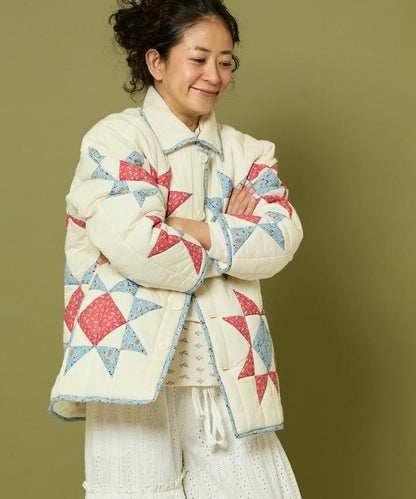 印度星星圖案夾棉絎縫外套