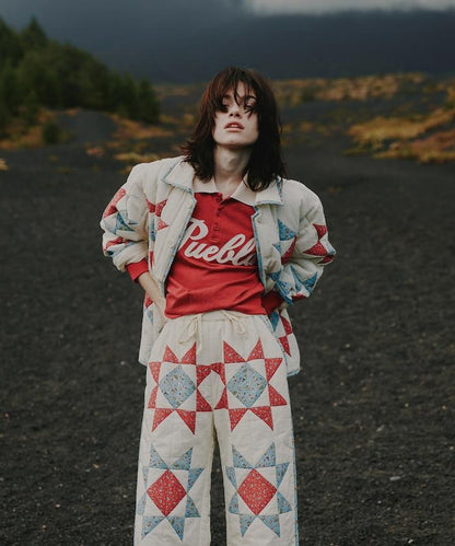 印度星星圖案夾棉絎縫外套