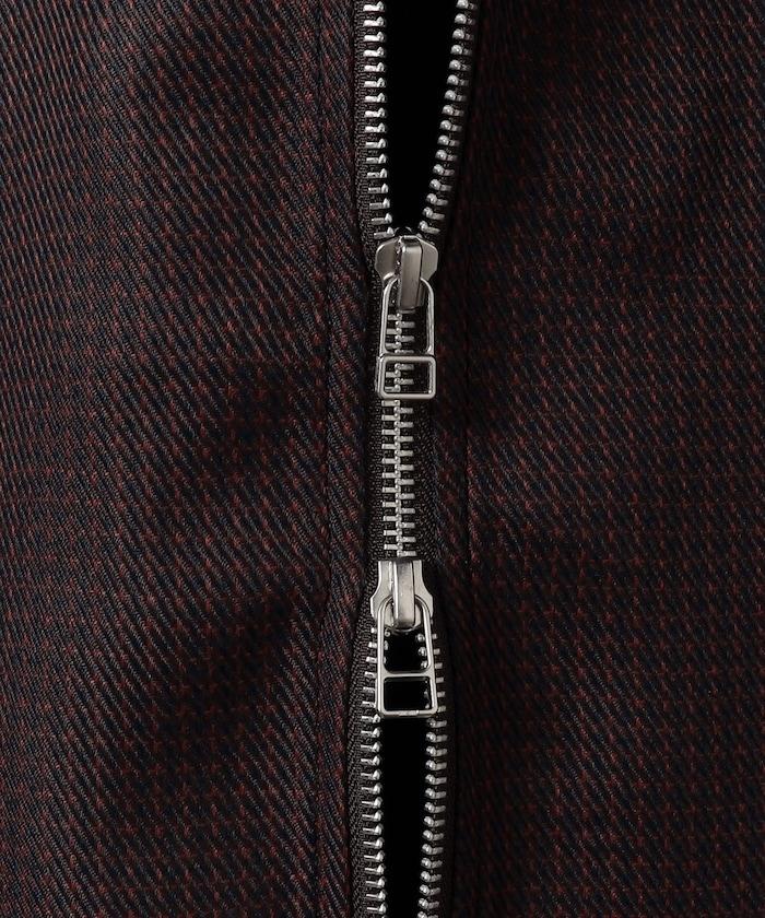 混色格紋拉鍊襯衫