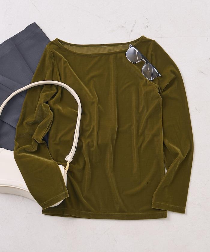 天鵝絨運動衫船領上衣