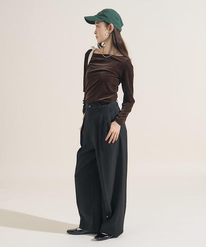 天鵝絨運動衫船領上衣