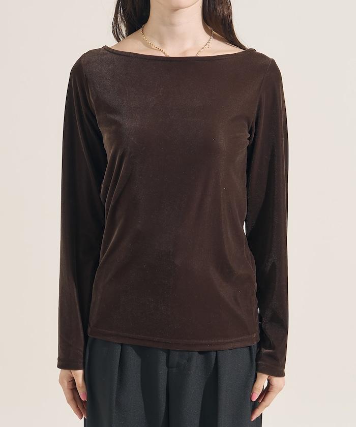 天鵝絨運動衫船領上衣