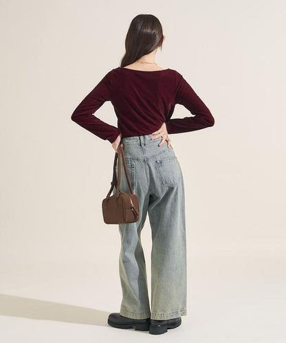 天鵝絨運動衫船領上衣