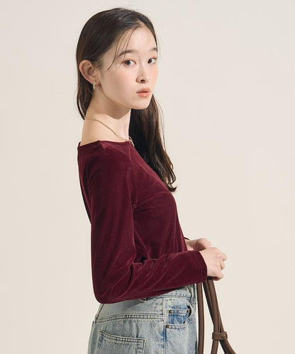 天鵝絨運動衫船領上衣