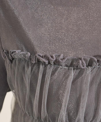 天鵝絨運動服拼接網紗上衣