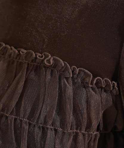 天鵝絨運動服拼接網紗上衣