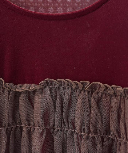 天鵝絨運動服拼接網紗上衣