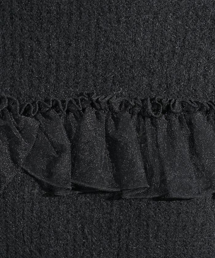 網紗荷葉邊拼接針織套頭衫