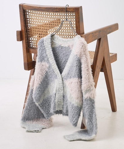 混紡紗線單色針織開衫