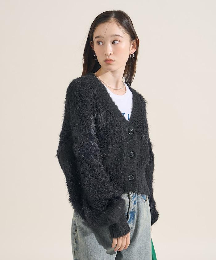 混紡紗線單色針織開衫