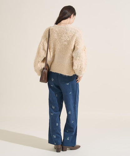 混紡紗線單色針織開衫