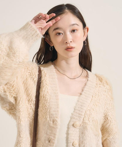 混紡紗線單色針織開衫