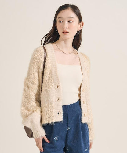 混紡紗線單色針織開衫