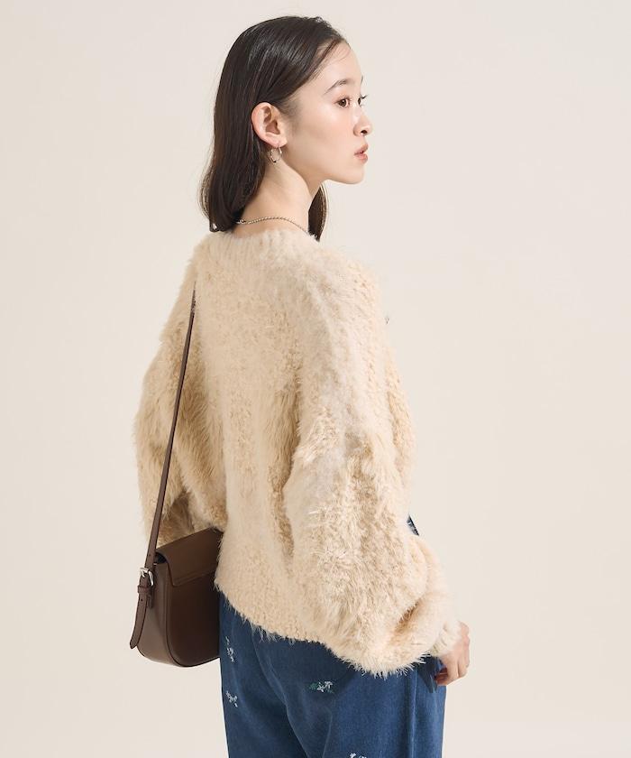 混紡紗線單色針織開衫