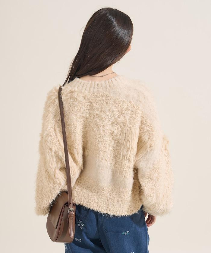 混紡紗線單色針織開衫