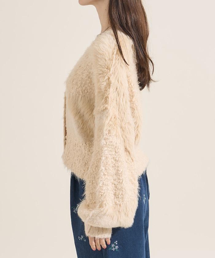 混紡紗線單色針織開衫