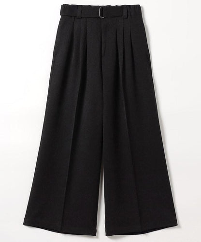 配腰帶褶皺寬鬆長褲