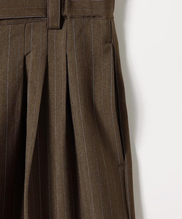 配腰帶褶皺寬鬆長褲