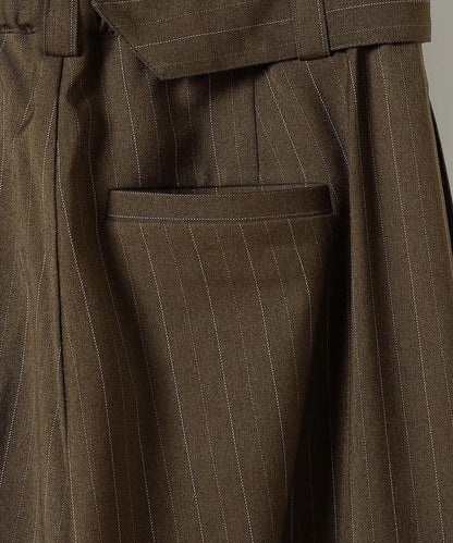 配腰帶褶皺寬鬆長褲