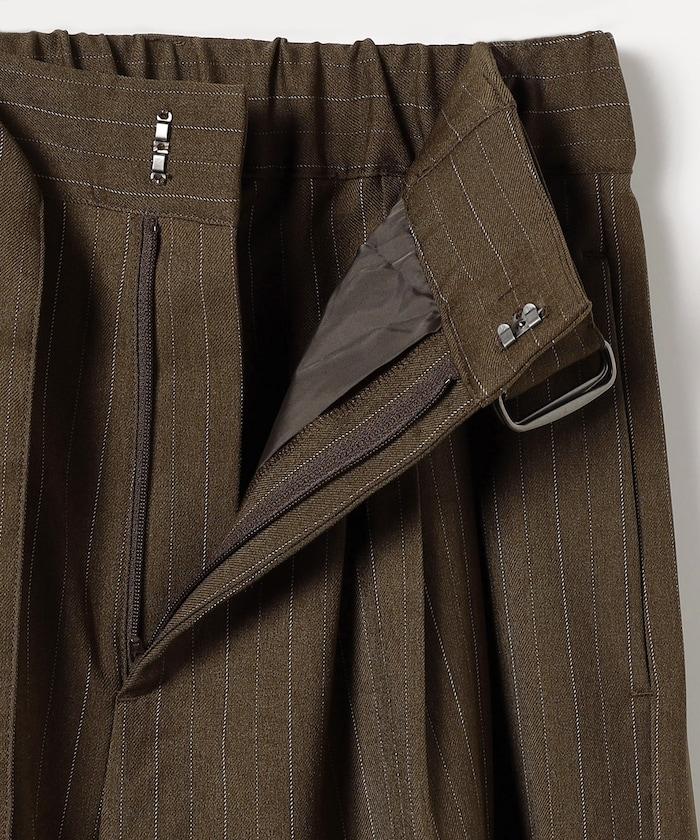 配腰帶褶皺寬鬆長褲