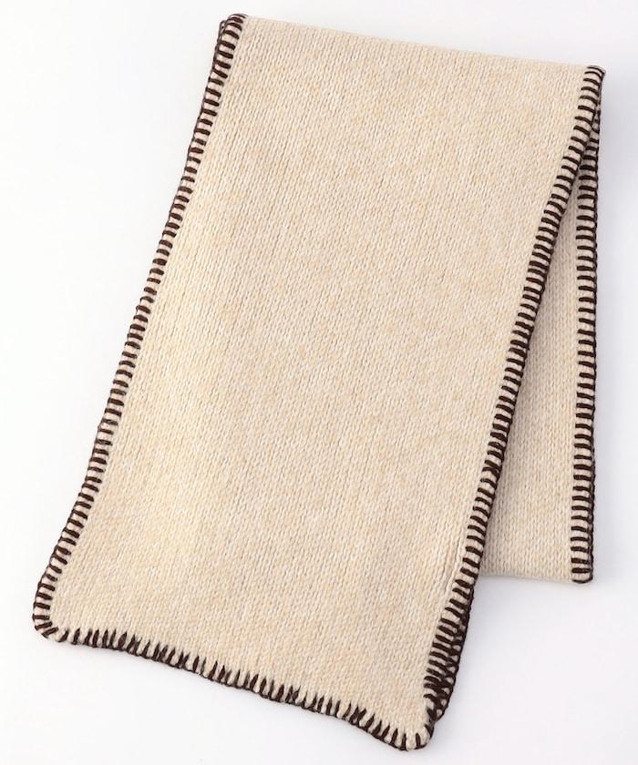 拼色毛毯縫線圍巾