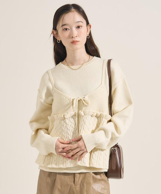 【套裝商品】麻花針織背心套裝