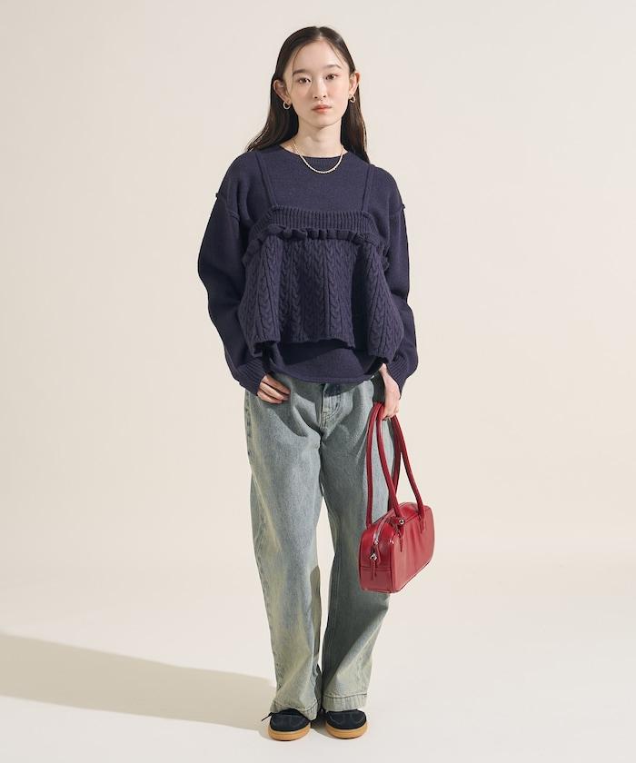 【套裝商品】麻花針織背心套裝