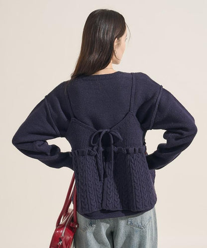 【套裝商品】麻花針織背心套裝