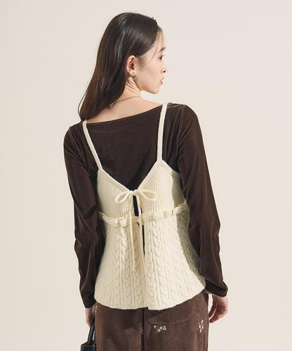 【套裝商品】麻花針織背心套裝