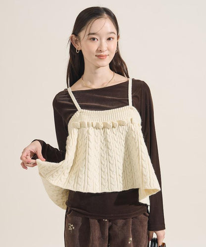 【套裝商品】麻花針織背心套裝