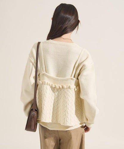 【套裝商品】麻花針織背心套裝