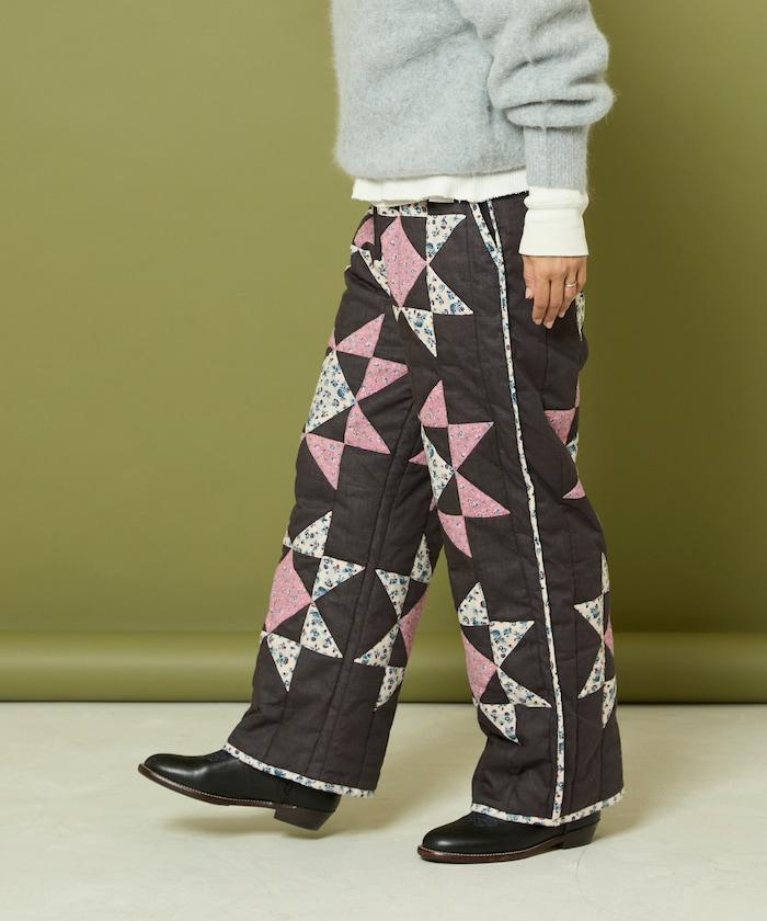 印度星星圖案絎縫長褲