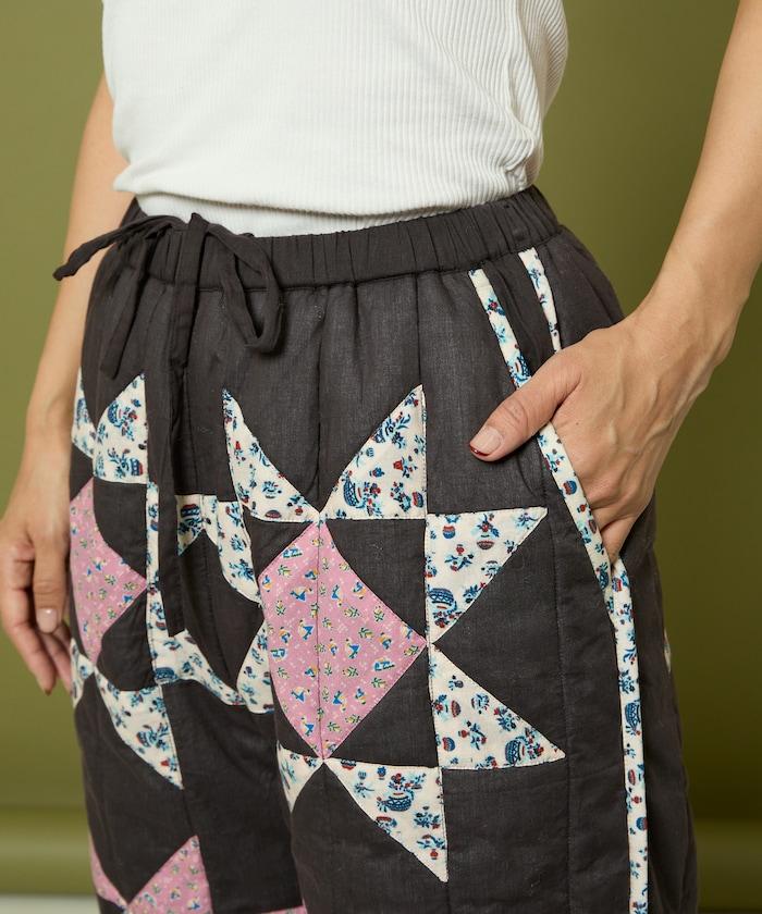 印度星星圖案絎縫長褲