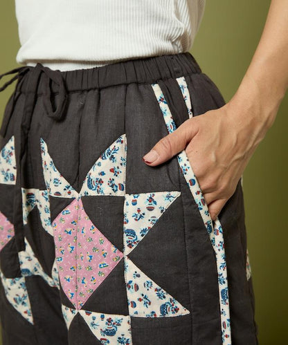 印度星星圖案絎縫長褲