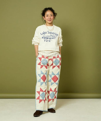 印度星星圖案絎縫長褲